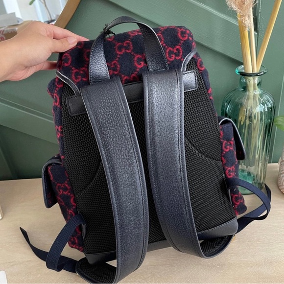 SOLD! Gucci Wool Monogram Backpack Like  New! 16.5 by 10.5 - Picture 3 of 12